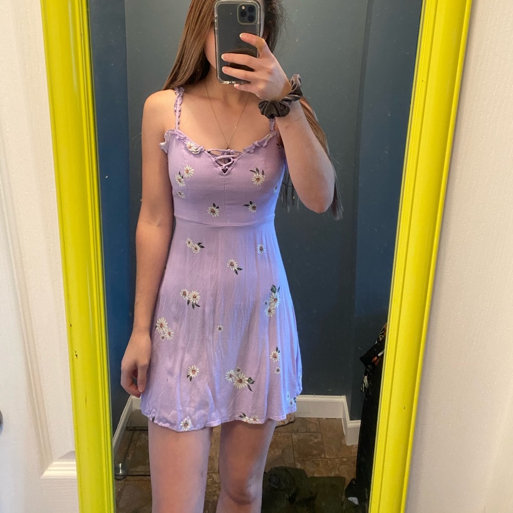 Purple flower skater style dress